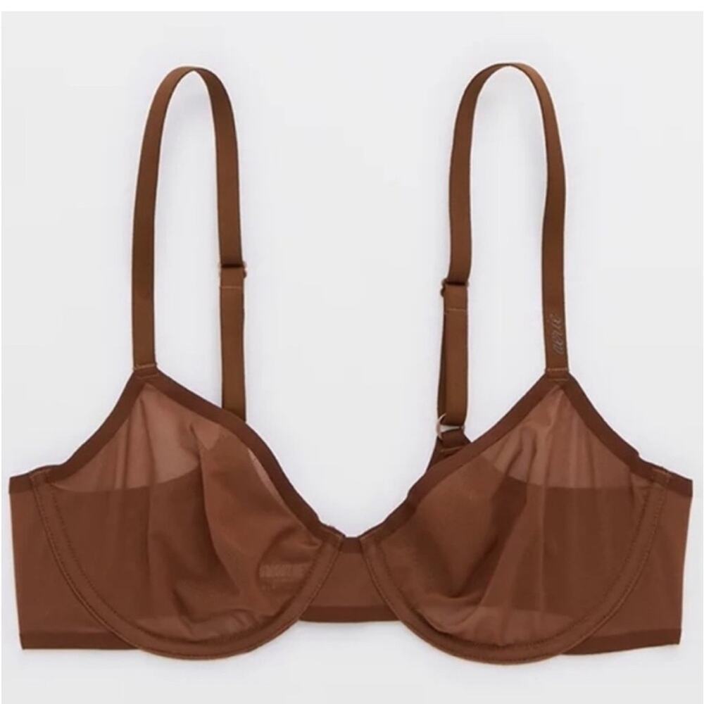 Smoothez by aerie The Balconette Mesh Bra - Coffee Brown 36DDD